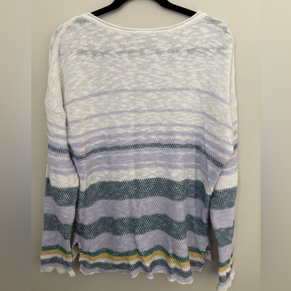 Hem & Thread Lavender and White Striped Cozy Knit Sweater Size Large - Picture 6 of 6